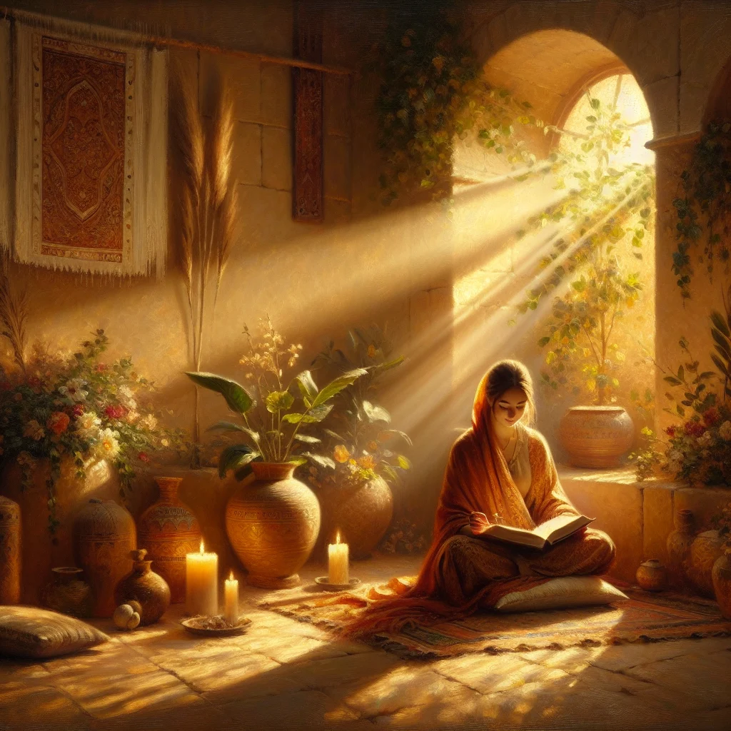 person-reading-book-meditation-posture Person sitting in meditation posture while reading a book in peaceful environment