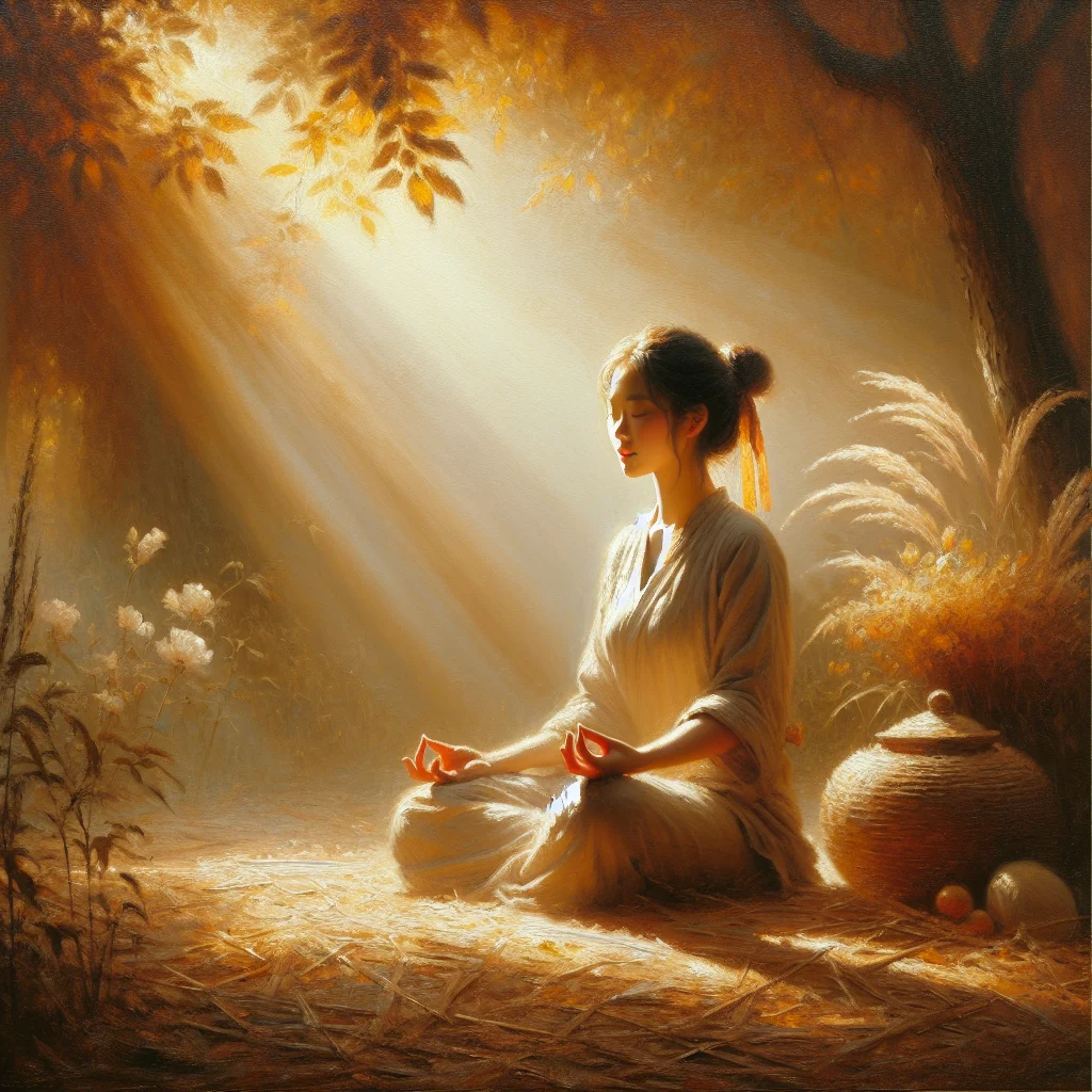 person-sitting-peacefully-in-nature-practicing-mindfulness A person sitting peacefully in nature practicing mindfulness meditation with eyes closed