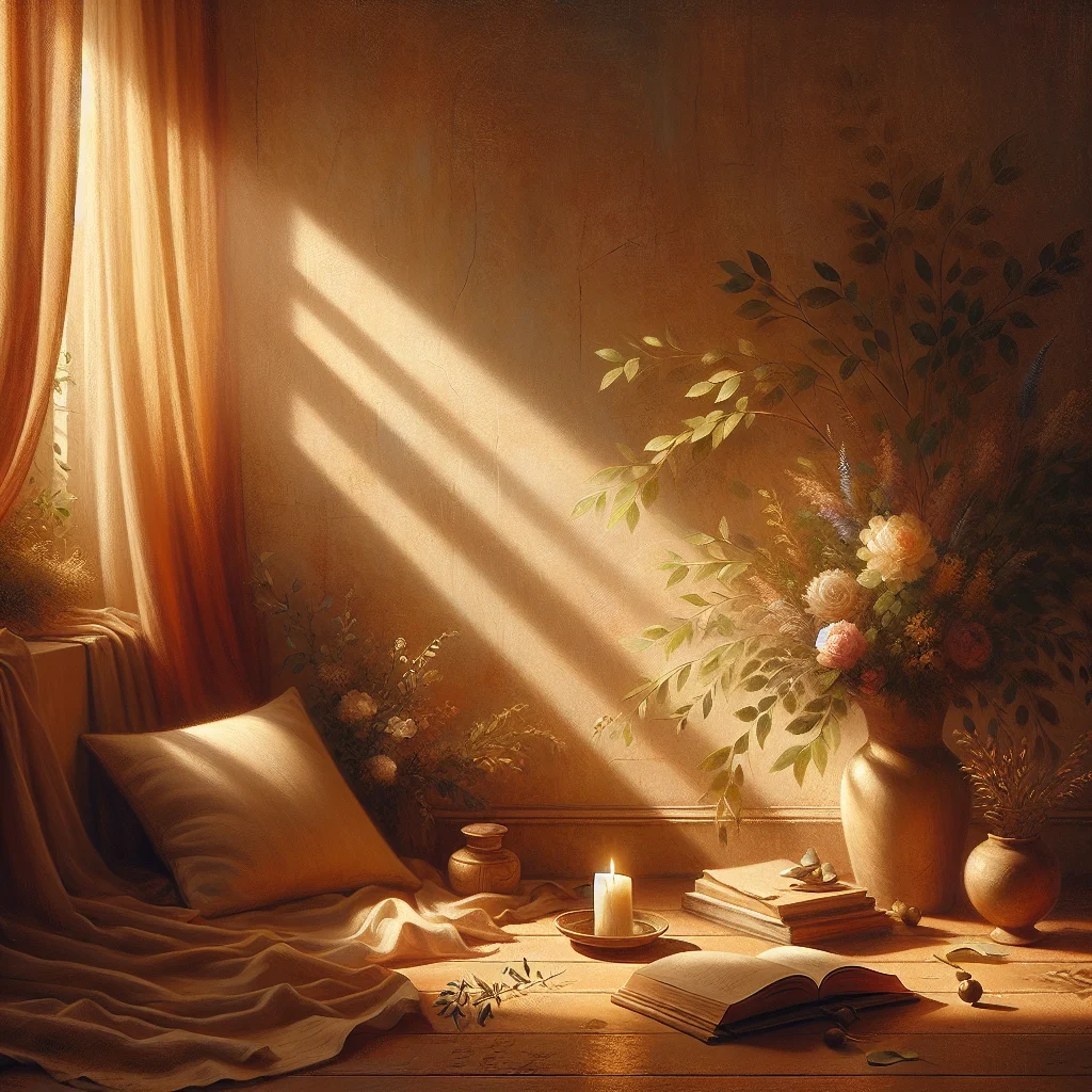 serene-morning-meditation-setup-with-cushion A peaceful meditation corner with a cushion and soft morning light, perfect for guided meditation morning 5 minutes routine