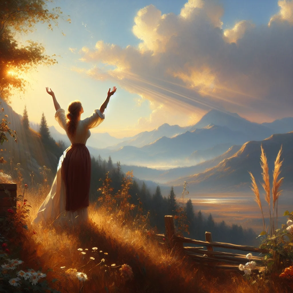 Woman practicing deep breathing exercises outdoors for oxygen healing therapy