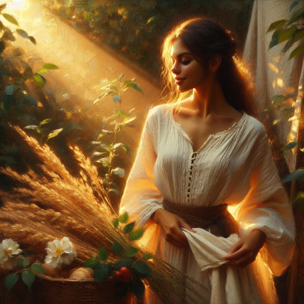 woman-wearing-white-linen-top-outdoors Woman in slow living white linen top standing in natural outdoor setting with relaxed posture