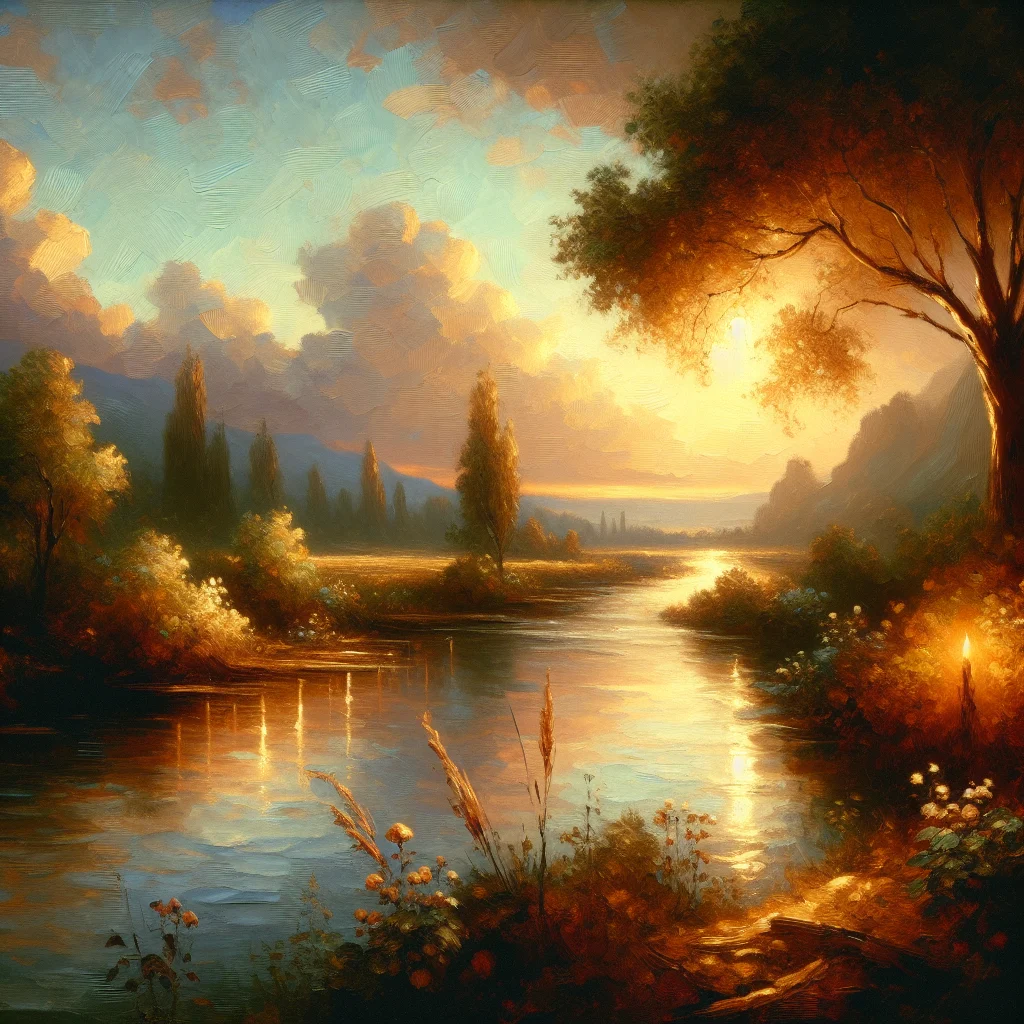 serene scene showing the transformative effects of breathing meditation with natural elements