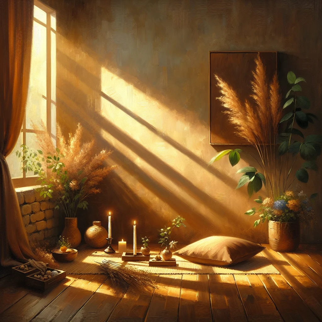 meditation-space-with-cushion-and-natural-light Simple meditation space setup for beginners with comfortable cushion and calming atmosphere