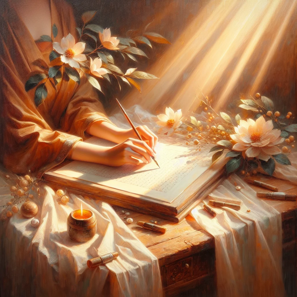 Close-up of a person's hands holding a journal during an emotional healing class exercise