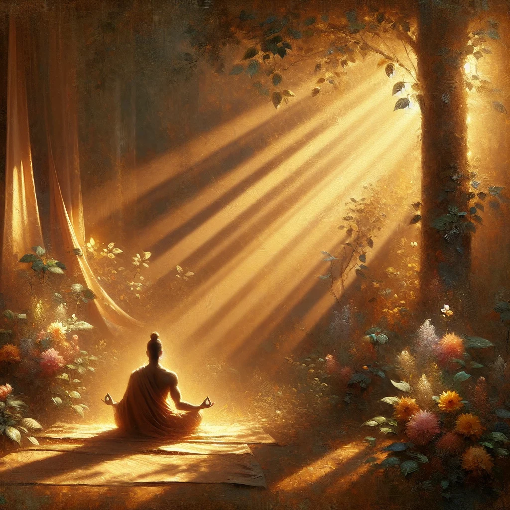 peaceful-meditation-practitioner-natural-setting Person practicing meditation philosophy in a serene natural environment demonstrating mindful awareness