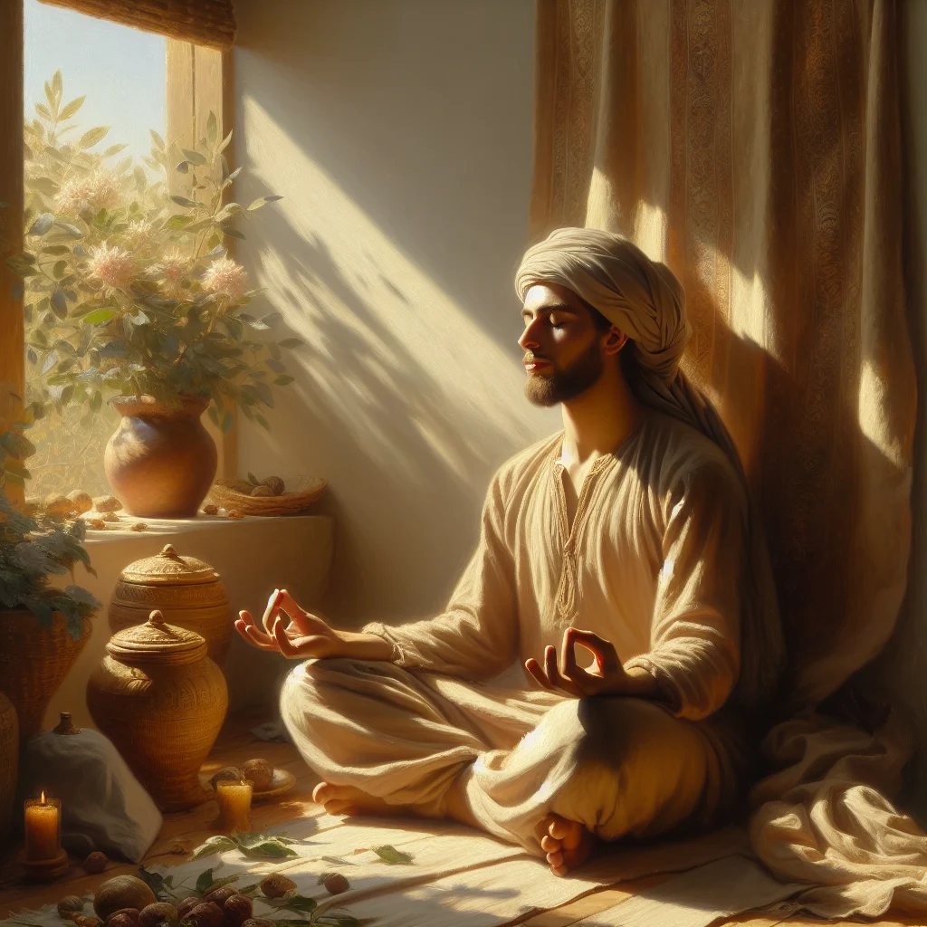 person sitting in meditation posture focusing on breathing meditation practice