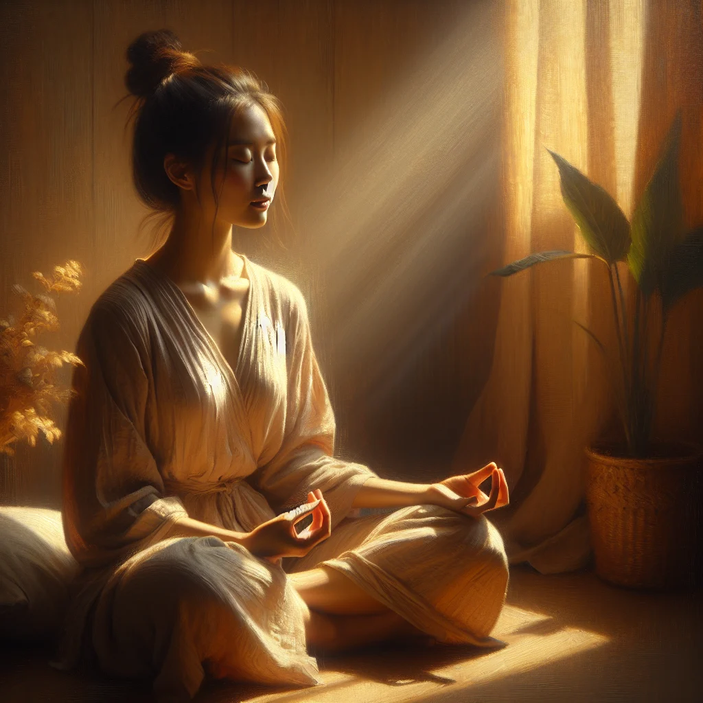 person-practicing-guided-meditation-for-healing Person sitting peacefully practicing guided meditation for mental healing with closed eyes and relaxed posture