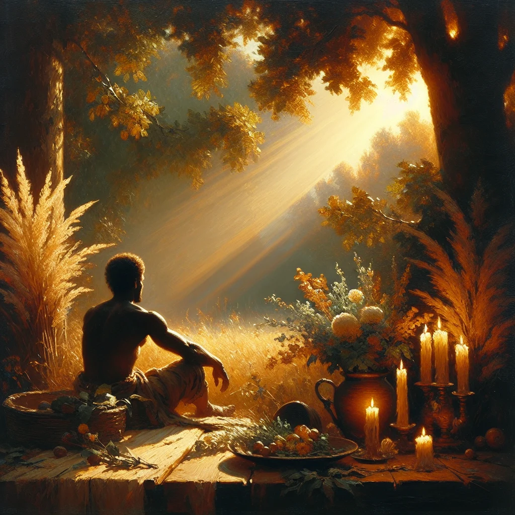 A person sitting peacefully in nature during their journey emotional healing, surrounded by trees and natural light