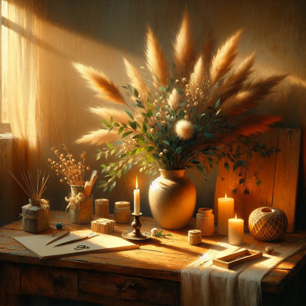 Minimalist slow living niche workspace with plants and natural light promoting calm productivity