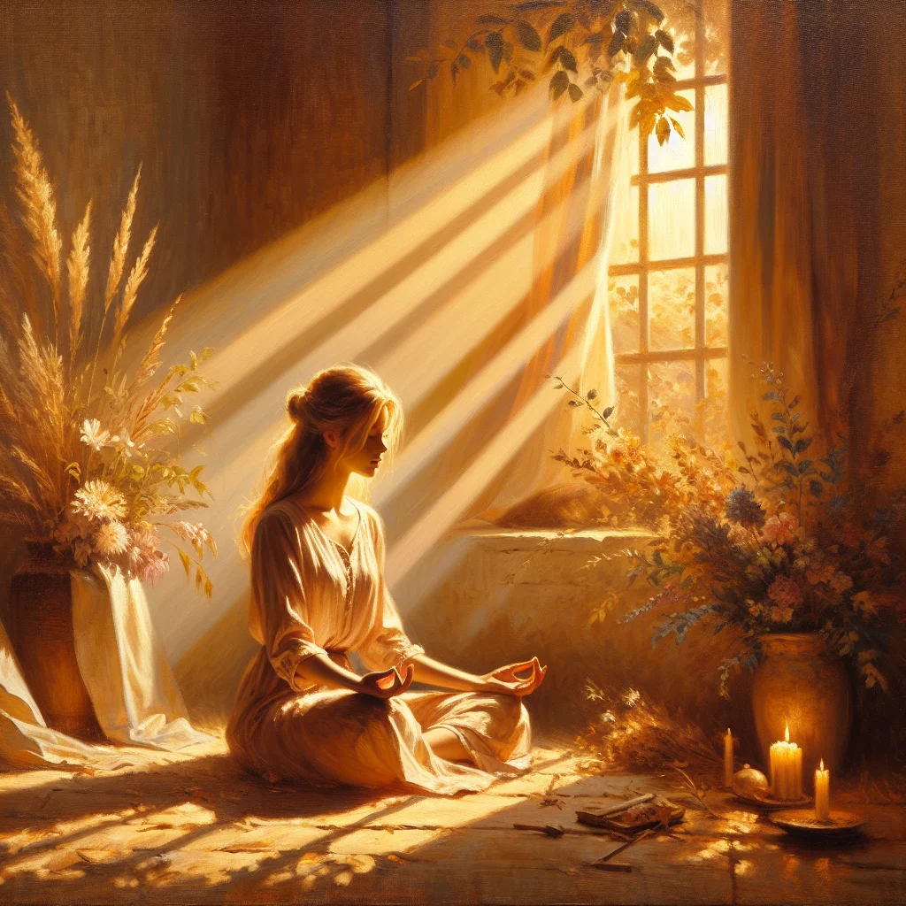 woman sitting in meditation practicing emotional balance techniques in a serene indoor space