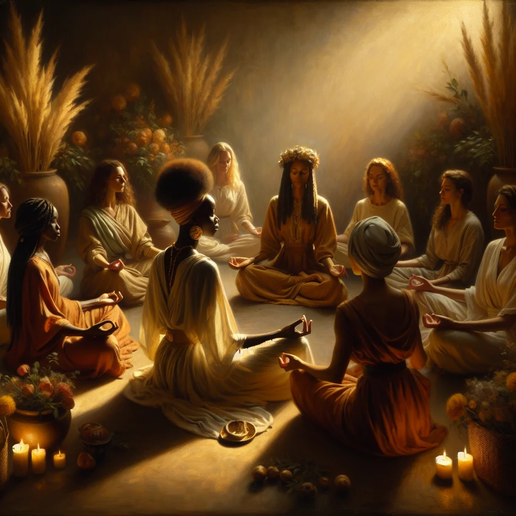 diverse-women-group-meditation-perimenopause-support