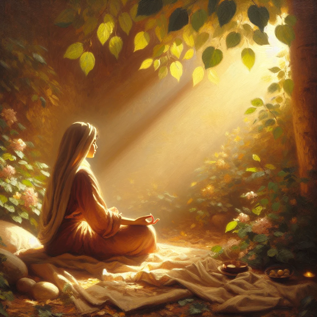 Person practicing meditation for burnout symptoms headache relief in calm environment