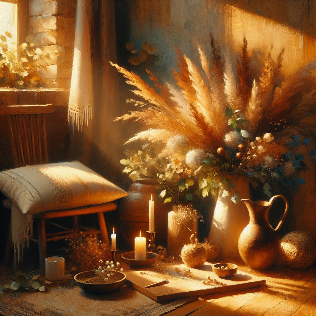 focused-meditator-with-calm-environment Peaceful meditation setup showing a focused practitioner using mindfulness techniques to enhance concentration