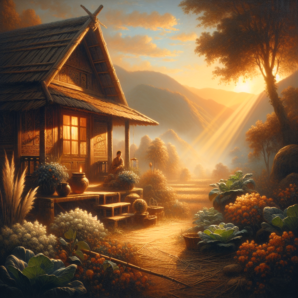 Peaceful Korean countryside home surrounded by nature showing slow living kdrama aesthetic