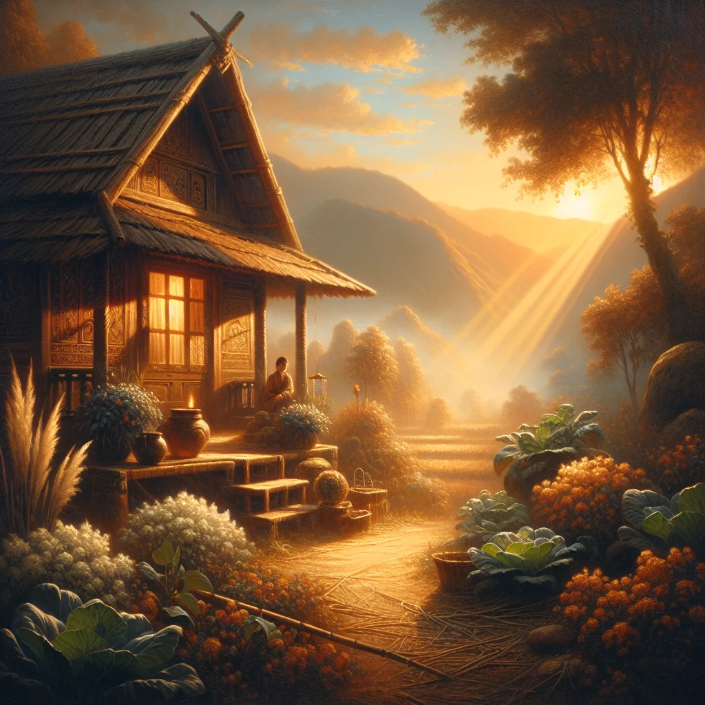 Peaceful Korean countryside home surrounded by nature showing slow living kdrama aesthetic