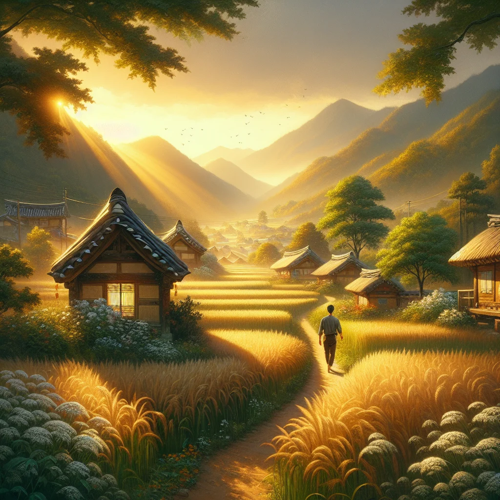 korean-drama-countryside-scene Peaceful Korean countryside setting featured in slow living drama with traditional houses and natural landscape