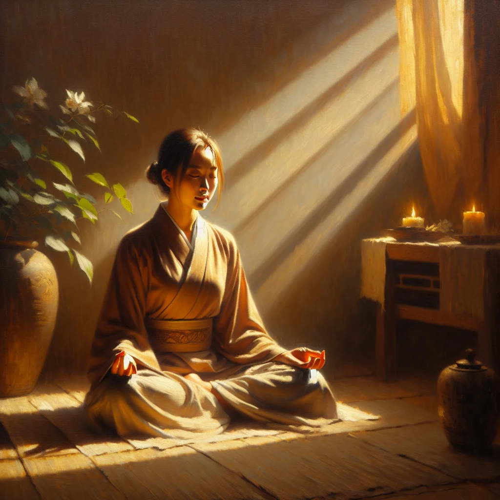 person-practicing-mindful-meditation-for-concentration Person sitting in meditation posture practicing mindfulness meditation for improved focus and concentration