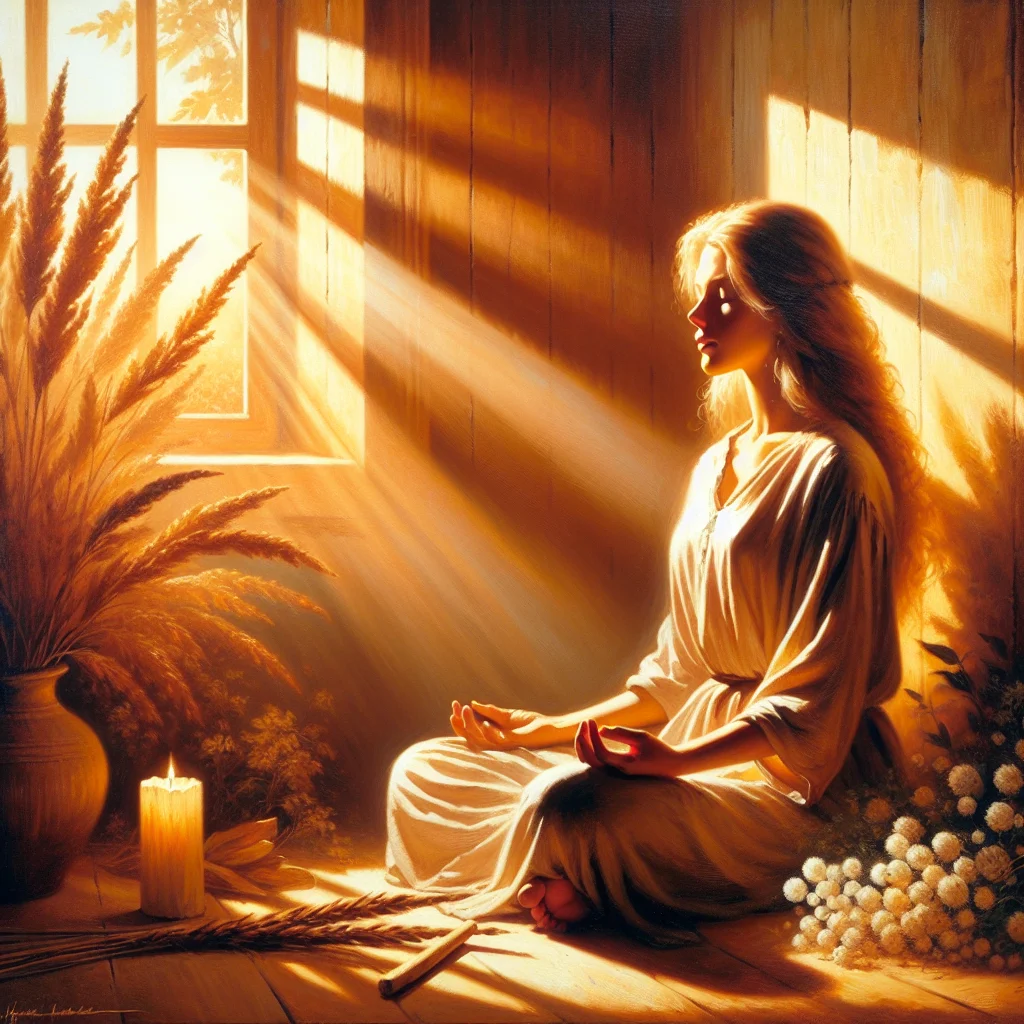 woman-experiencing-anxiety-during-menopause Middle-aged woman sitting quietly experiencing anxiety menopause symptoms while looking contemplative