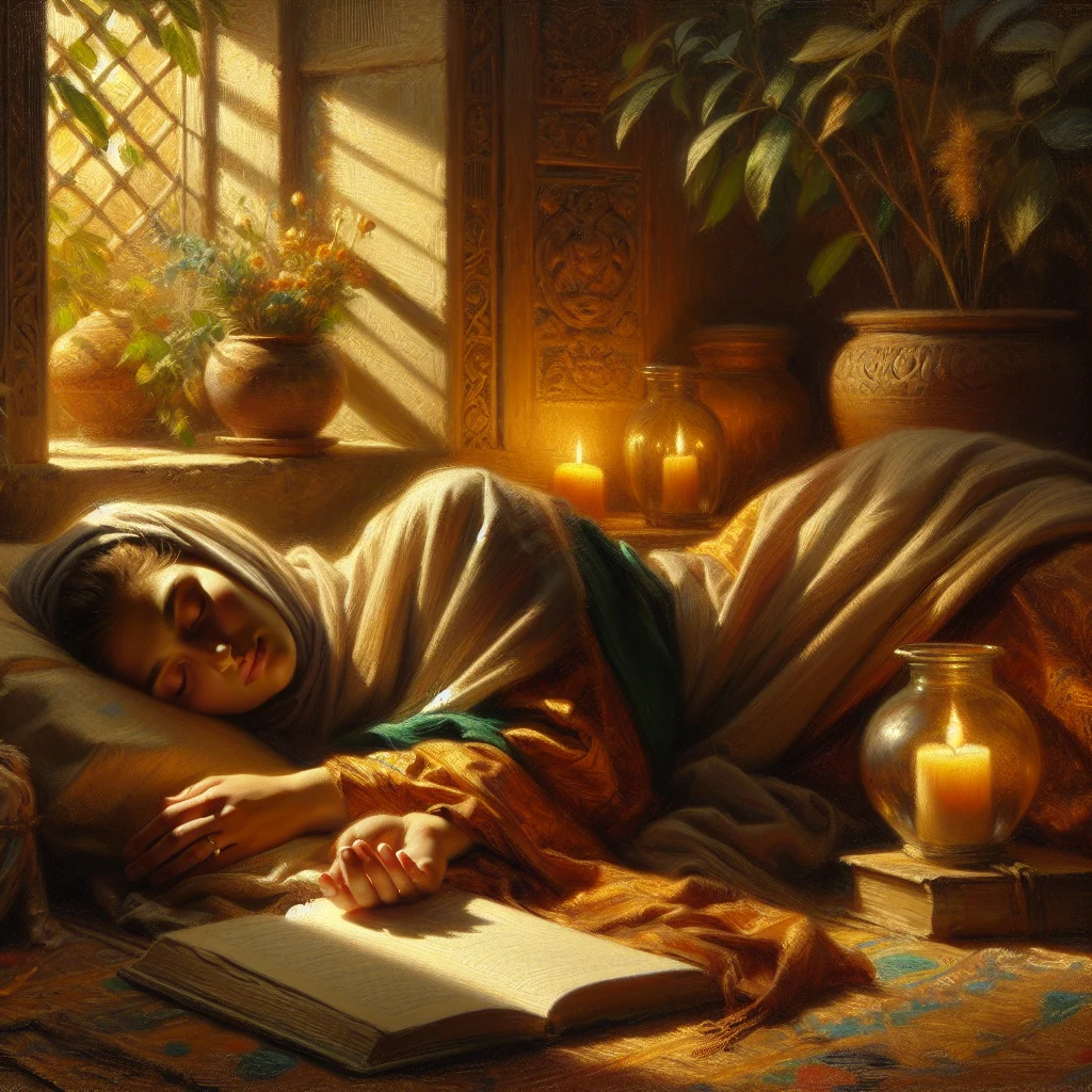 woman-practicing-yoga-nidra-relaxation Woman lying down in comfortable position practicing yoga nidra for perimenopause relief in peaceful room