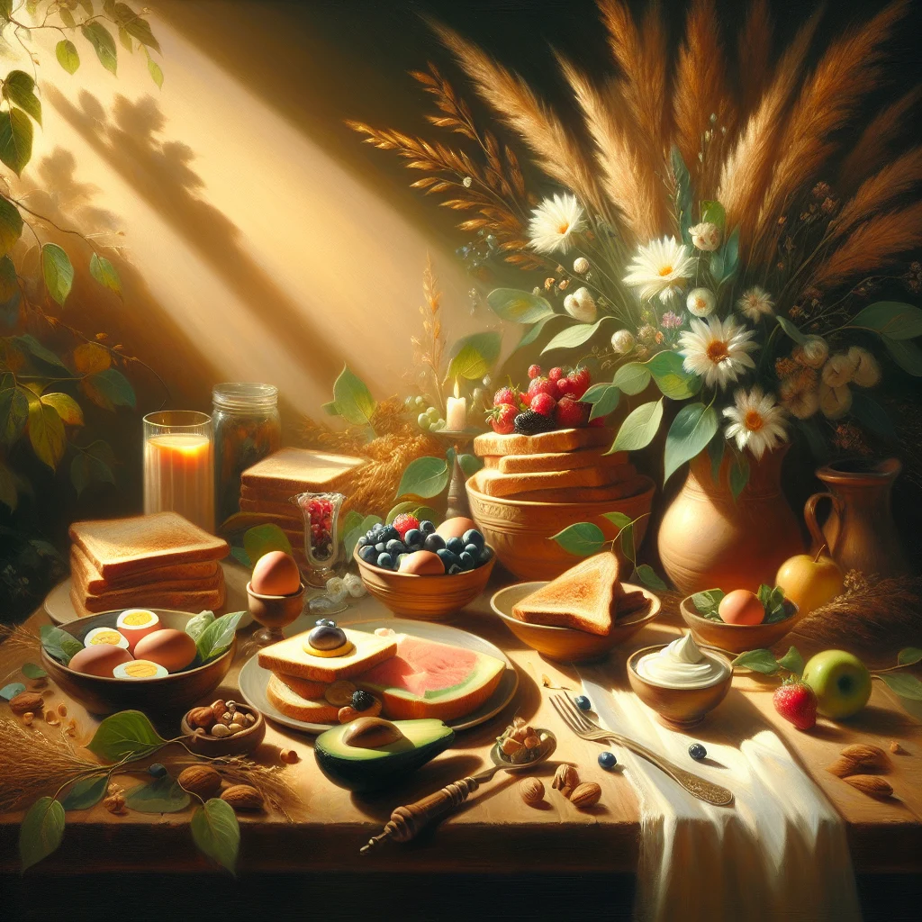 Nutritious protein-rich breakfast with eggs and avocado to help lower morning cortisol