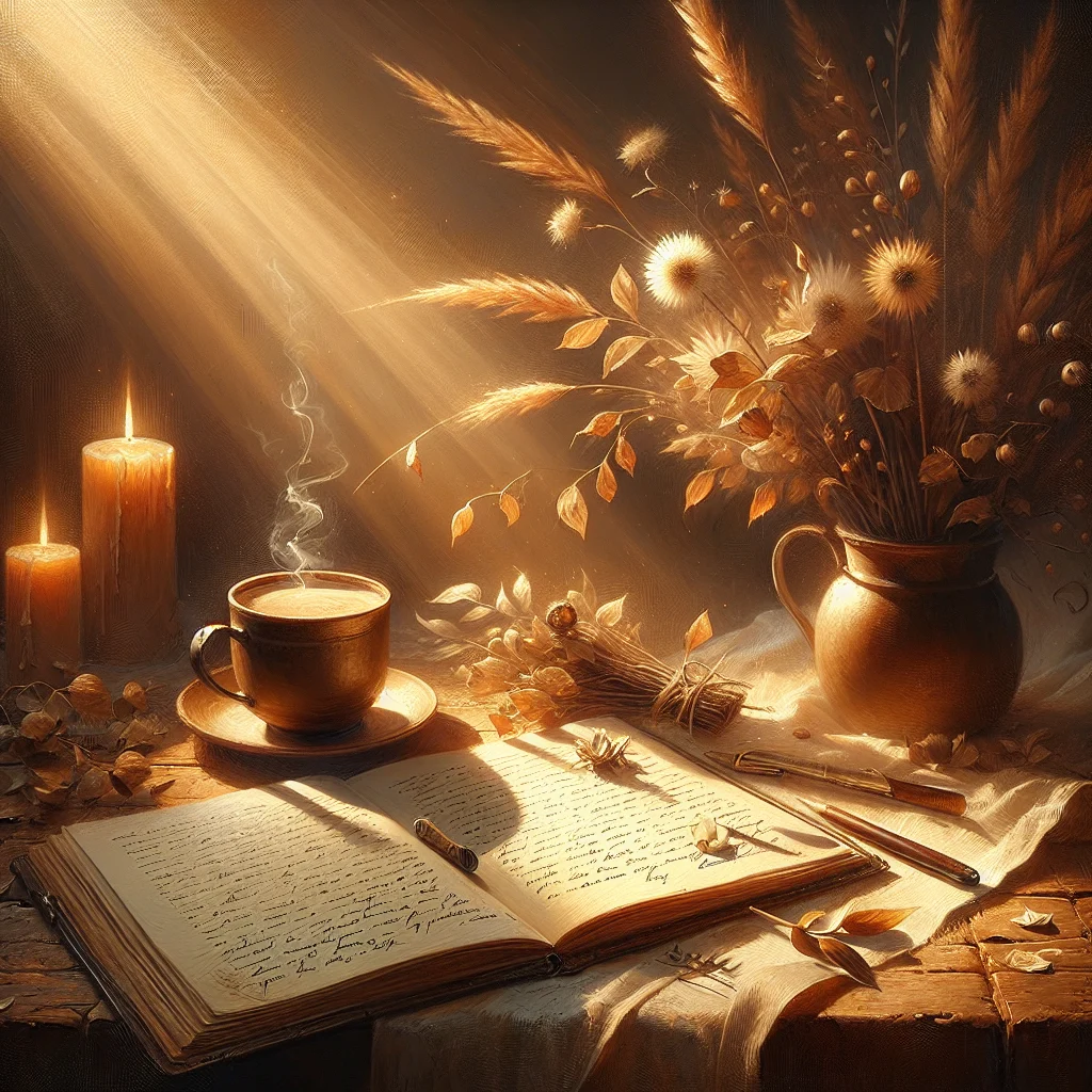 Open journal with pen beside a cup of coffee, representing practical ways to cut down on rumination through reflective writing