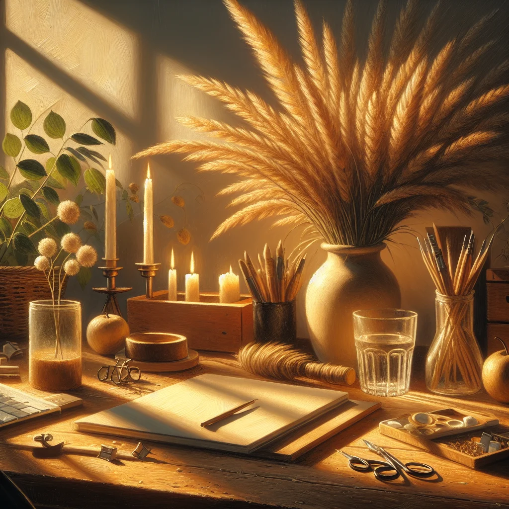 Clean office workspace featuring items for two-minute mental clarity breaks including water glass and desk plants