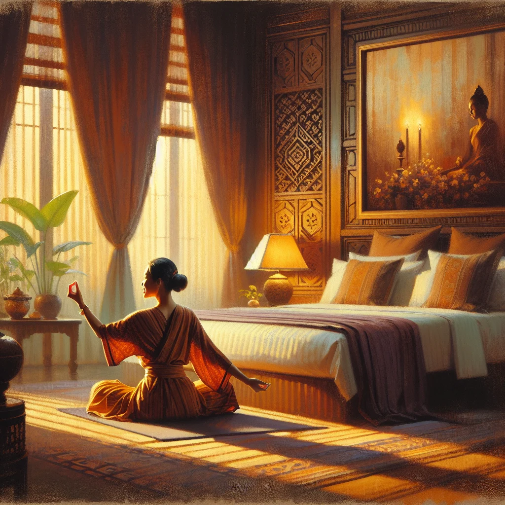 Woman following an evening routine checklist for stress reduction with calming activities