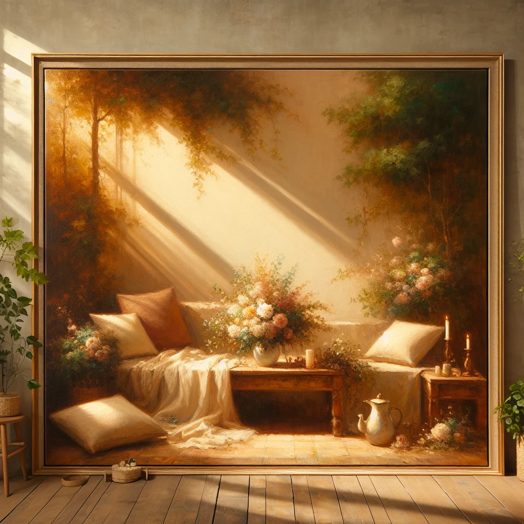 Calm minimalist room designed to reduce overstimulation with soft lighting and minimal clutter