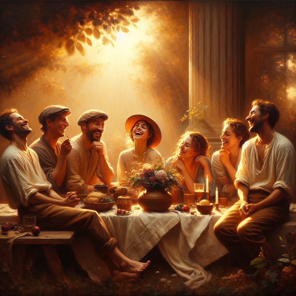 Group of friends laughing together outdoors showing how laughter lowers cortisol through social connection