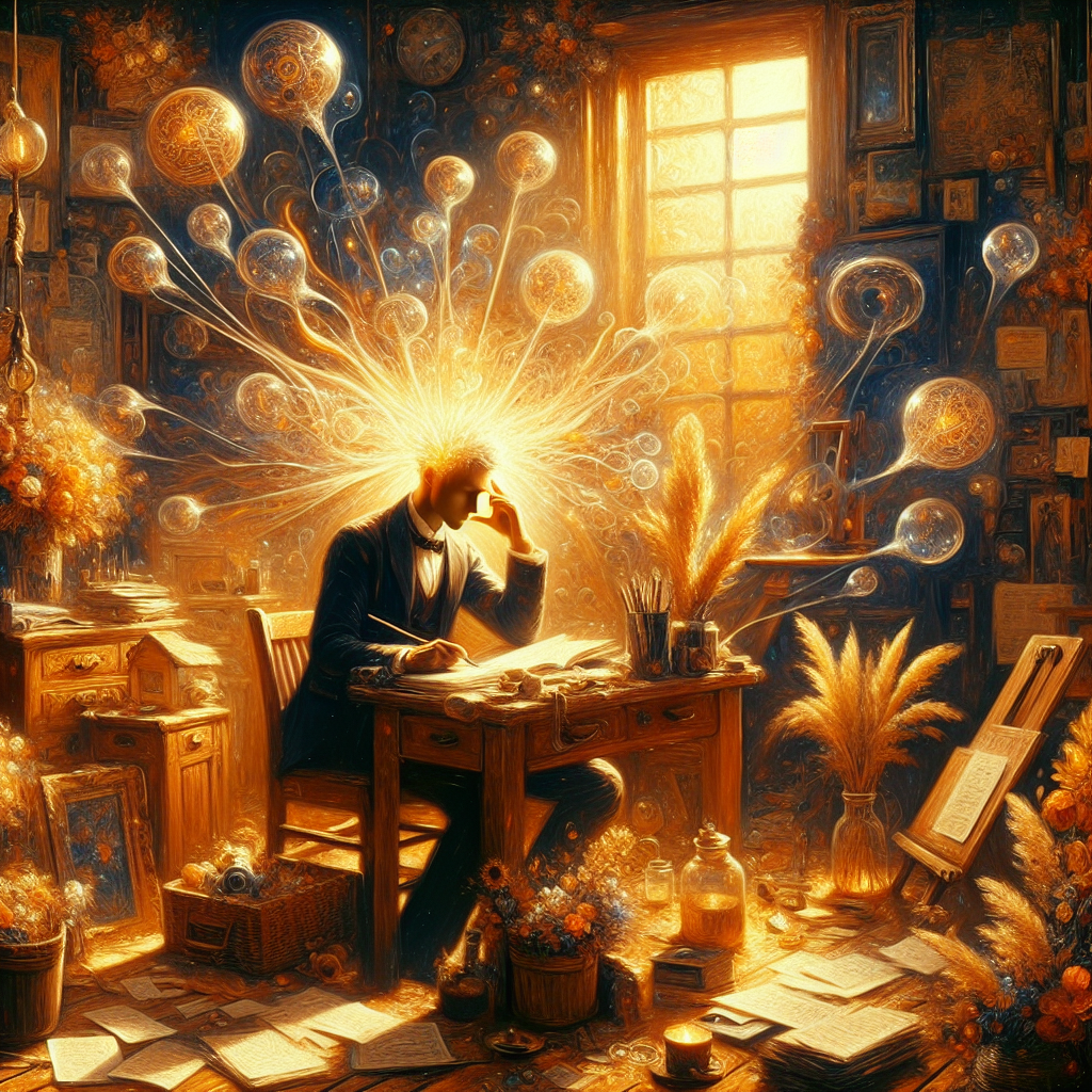 Person with ADHD experiencing racing thoughts while sitting at desk with hands on head