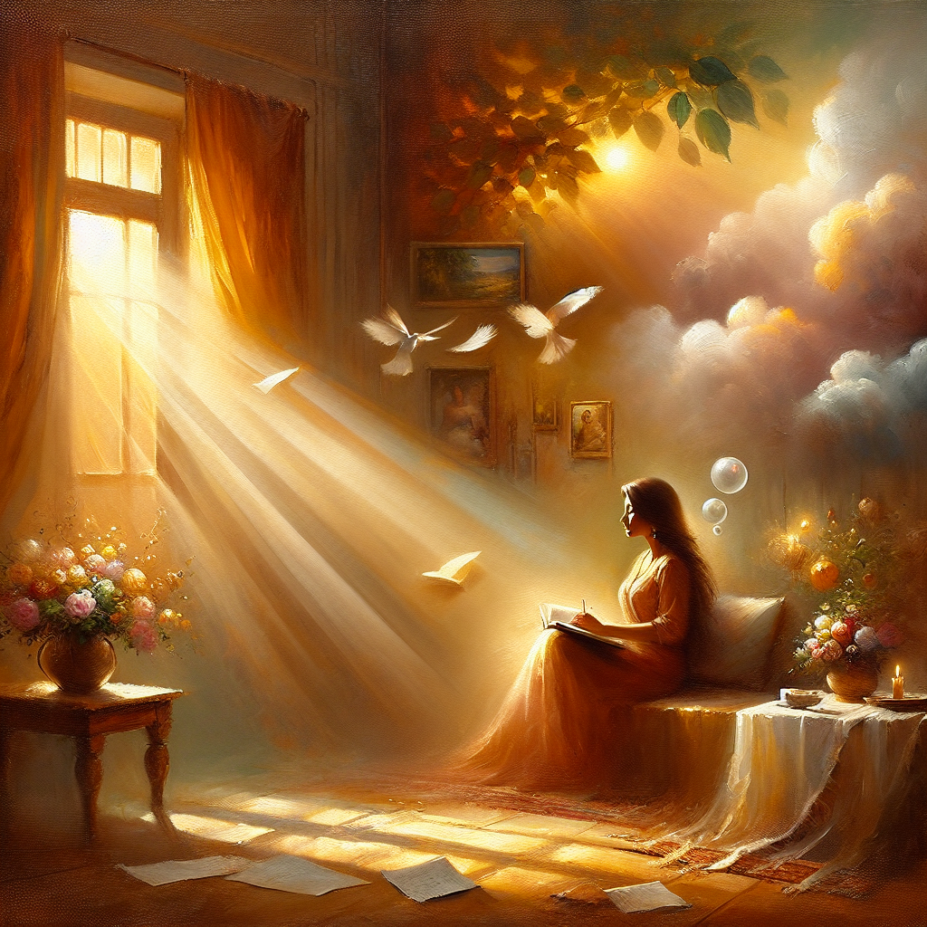 Person releasing perfectionist thoughts while sitting peacefully in a calm environment