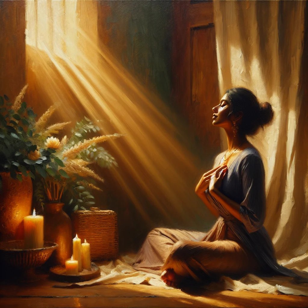 Person using fast breathing technique to lower anxiety now with hands on chest