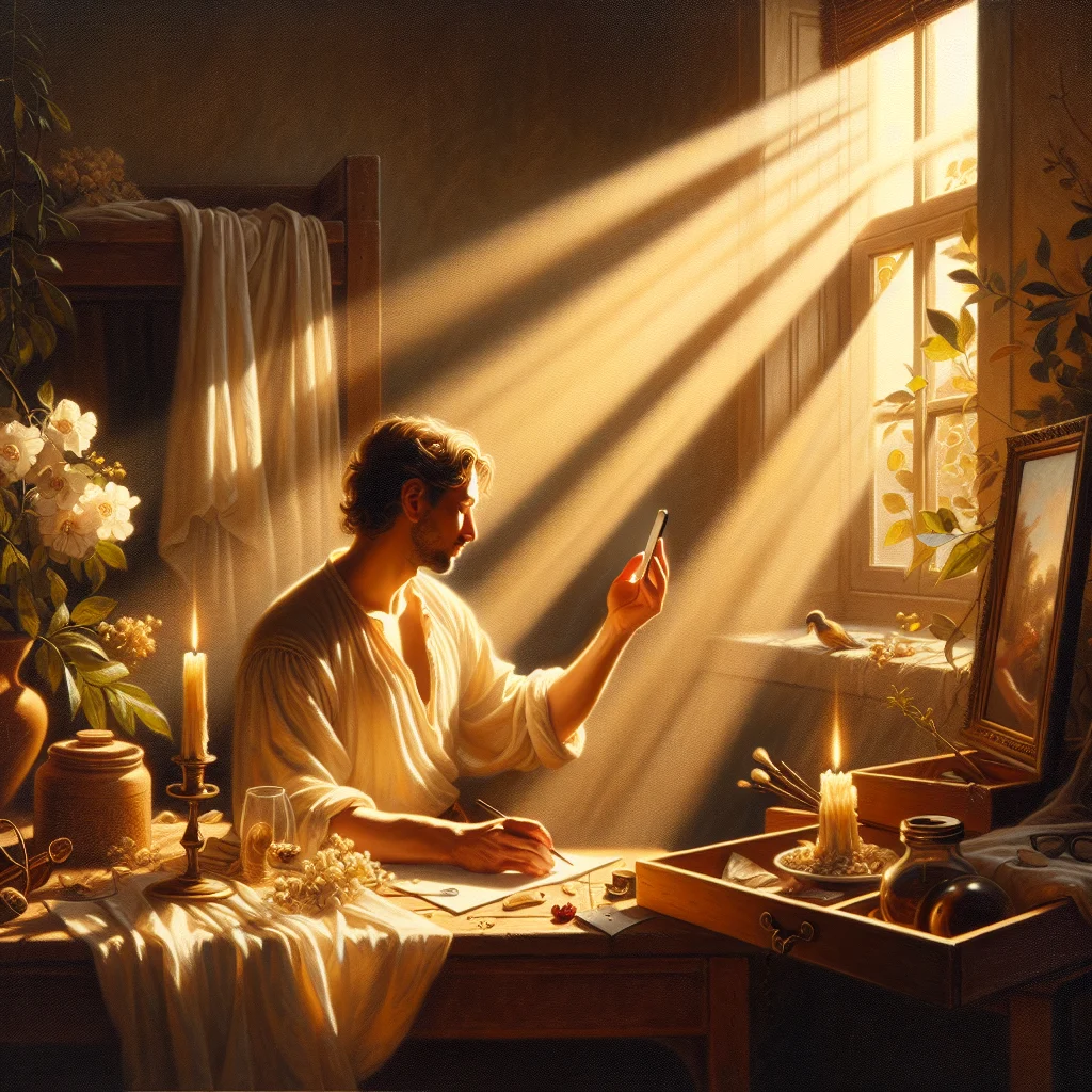 person-putting-phone-away-mindfully Person mindfully placing smartphone in a drawer to reduce doomscrolling habits