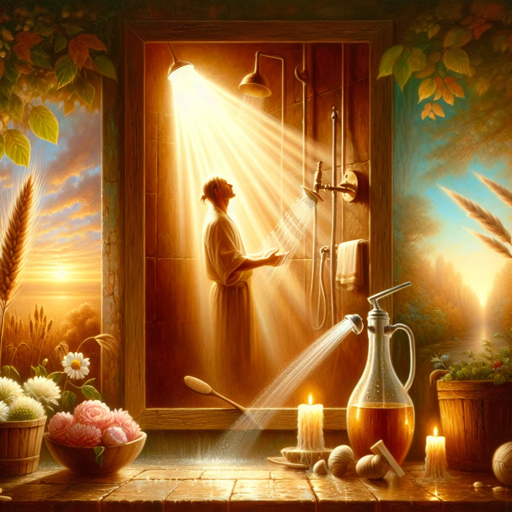 Person experiencing the invigorating effects of a cold shower for nervous system regulation