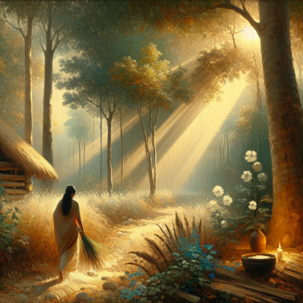 Person practicing mindful walking in a natural forest setting to reduce cortisol levels