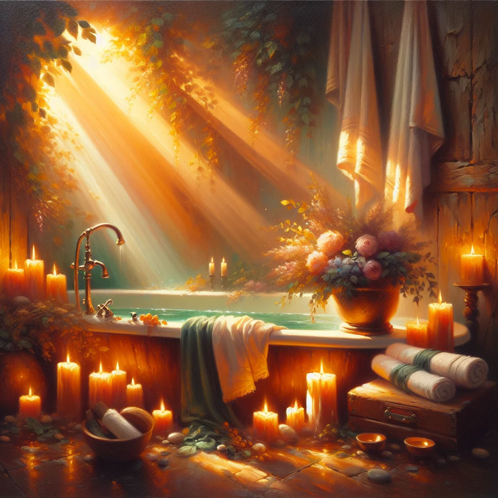 Peaceful warm bath setup showing the calming environment for nervous system relief