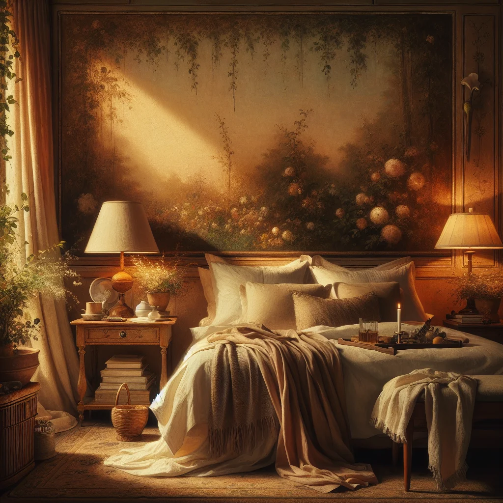 serene-bedroom-meditation-setup Peaceful bedroom arranged for guided sleep meditation with cooling elements for menopausal women