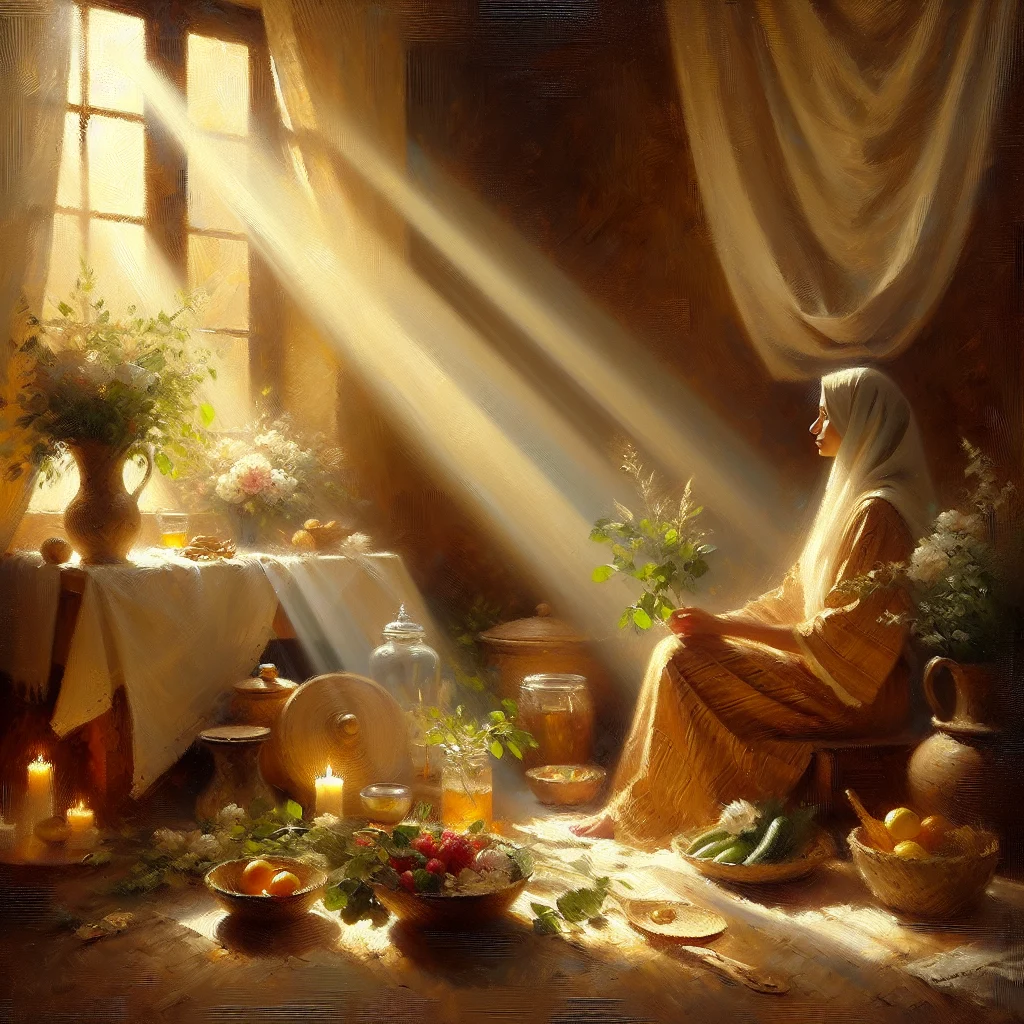 Middle-aged woman in comfortable setting practicing self-care and wellness during menopause