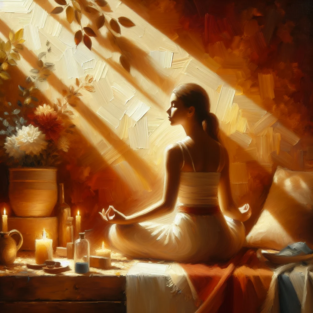 Woman sitting peacefully in meditation practicing self-compassion to lower perfectionism