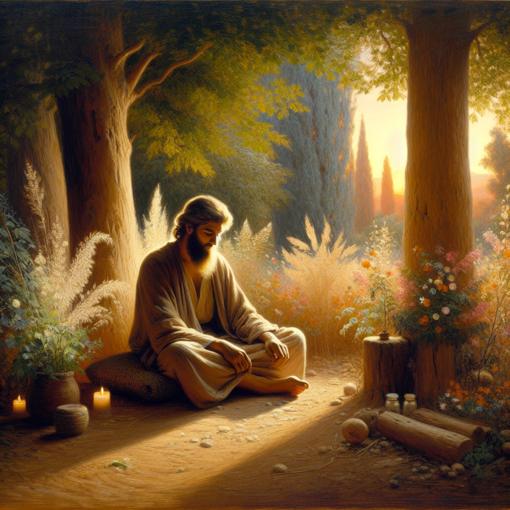 grounding-technique-peaceful-environment Calm, grounded person practicing mindfulness in a peaceful natural setting using shame spiral grounding techniques