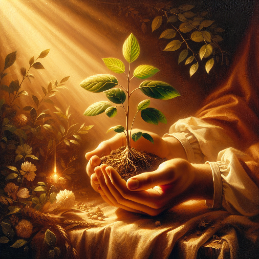 hands-gently-holding-delicate-plant-sprout Hands gently holding a delicate plant sprout representing the careful nurturing required when rebuilding trust after betrayal