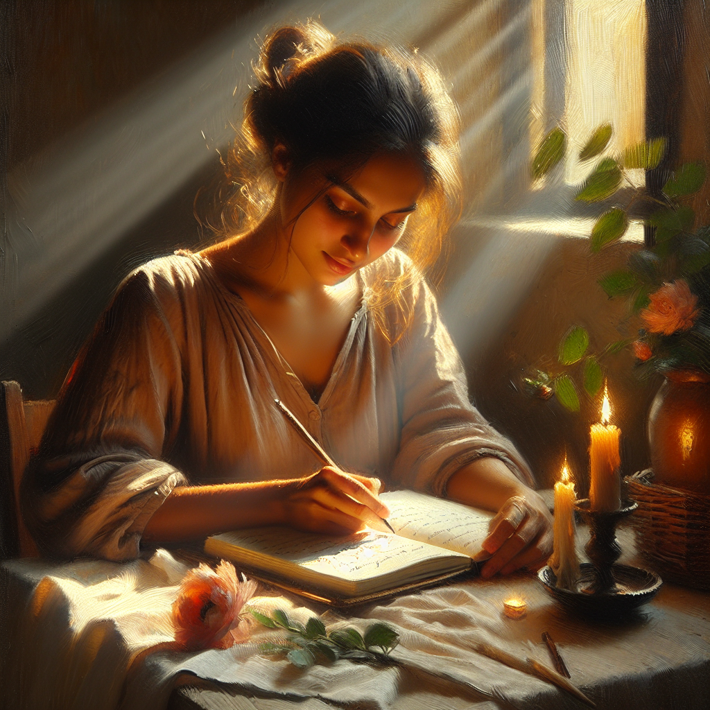 Hands writing in a journal as part of guilt release practice and self-forgiveness work